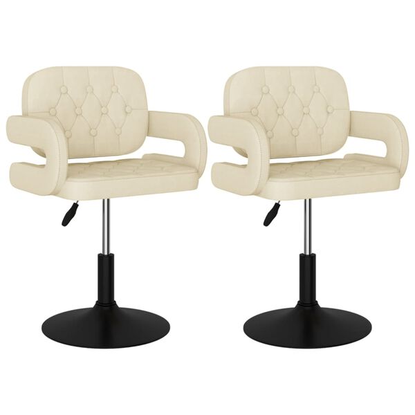 vidaXL Pasukamos valgomojo kėdės, 2vnt., kreminės spalvos, audinys