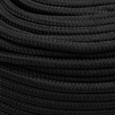 vidaXL Valties virvė, visiškai juoda, 6mm, 250m, polipropilenas