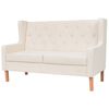 vidaXL Dvivietė sofa, audinys, krėminė balta spalva