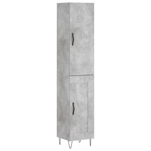 vidaXL Komoda, betono pilkos spalvos, 34,5x34x180cm, apdirbta mediena