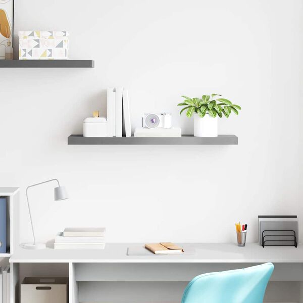 vidaXL Pakabinama sieninė lentyna, pilkos spalvos, 90x23,5x3,8cm, MDF