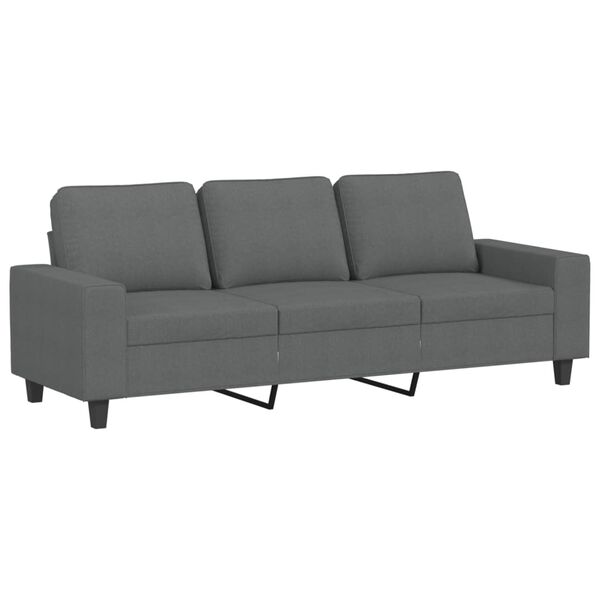 vidaXL Trivietė sofa, tamsiai pilkos spalvos, 180cm, audinys