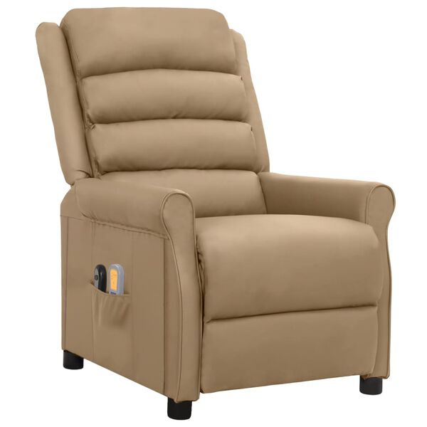 vidaXL Elektrinis masažinis krėslas, kapučino spalvos, dirbtinė oda