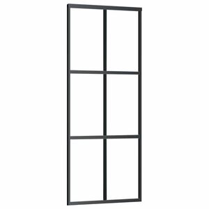 vidaXL Stumdomos durys, juodos, 76x205cm, ESG stiklas ir aliuminis
