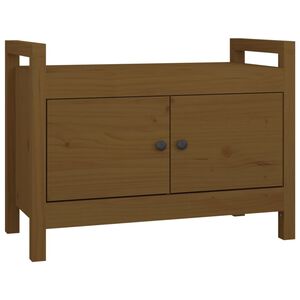 vidaXL Koridoriaus suoliukas, medaus rudas, 80x40x60cm, pu&scaron;ies masyvas