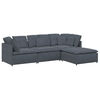 vidaXL Modulinė sofa su pakoja ir pagalvėlėmis, aksominė, tamsiai pilka