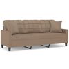 vidaXL Trivietė sofa su pagalvėmis, kapučino, 180cm, dirbtinė oda