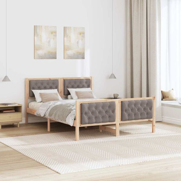 vidaXL Lovos rėmas Taupe 140 x 190 cm Kietos pušies mediena