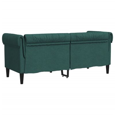 vidaXL Dvivietė chesterfield sofa, tamsiai žalios spalvos, audinys
