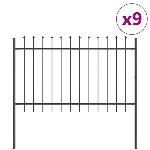 vidaXL Sodo tvora 9 pcs Pilka 15,3 x 1 m Miltelinis plienas