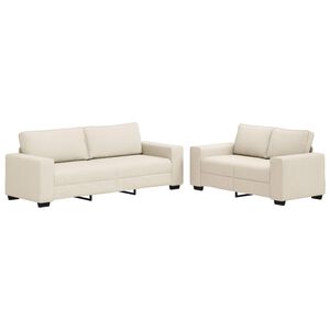 vidaXL Sofa 2 pcs Smėlio Lino mišinio audinys