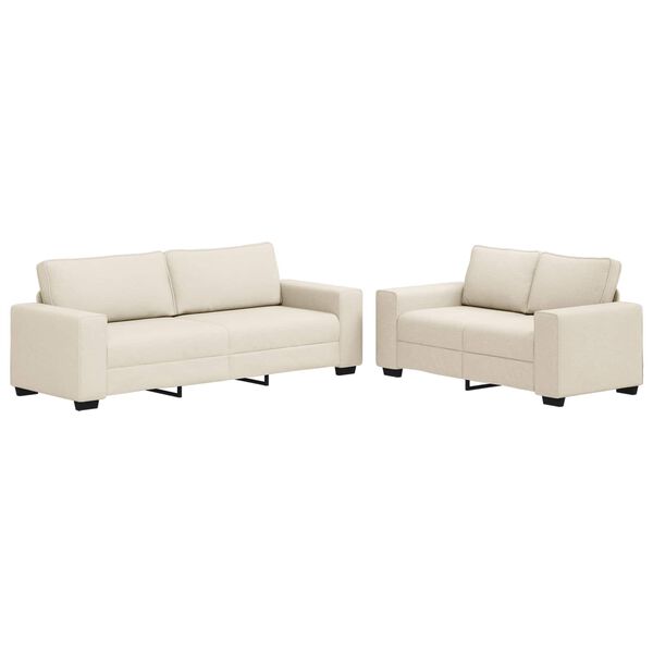 vidaXL Sofa 2 pcs Smėlio Lino mišinio audinys