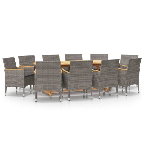 vidaXL Sodo valgomojo komplektas su pagalvėlėmis, 11 dalių, pilkas