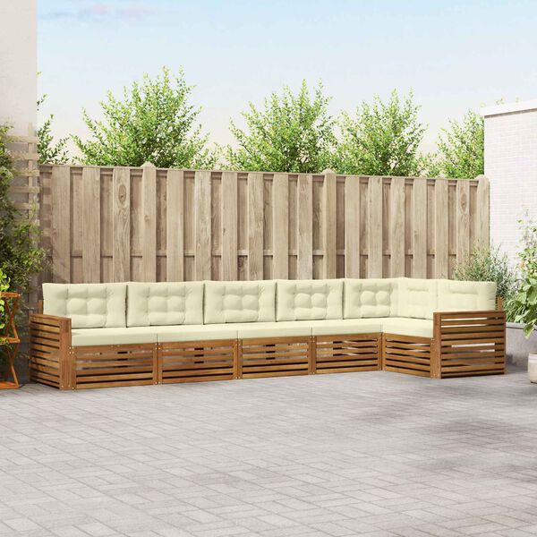 vidaXL Lauko sofos komplektas su pagalve 6 pcs Natūralus ir grietinėlė