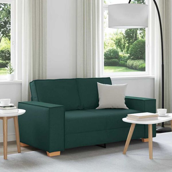 vidaXL Dvivietė sofa, tamsiai žalia, 160x78x84 cm, audinys