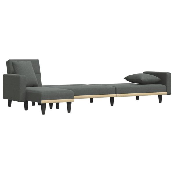 vidaXL L formos sofa-lova, tamsiai pilka, 275x140x70cm, audinys