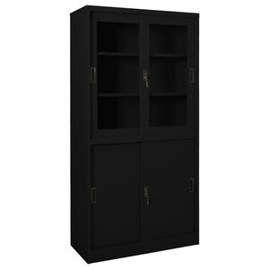 vidaXL Biuro spintelė su stumdomom durim, juoda, 90x40x180cm, plienas