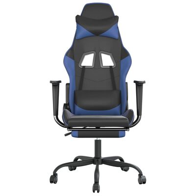 vidaXL Masažinė žaidimų kėdė su pakoja, juoda ir mėlyna, dirbtinė oda