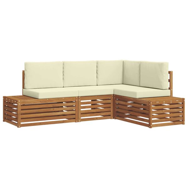 vidaXL Lauko sofos komplektas 4 Vienetas Natūralus ir grietinėlė