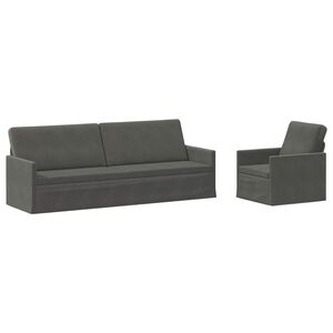 vidaXL Sofos komplektas 2 pcs Tamsiai pilka Kordūrinis audinys