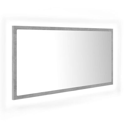 vidaXL Vonios kambario LED veidrodis, betono, 90x8,5x37cm, akrilas