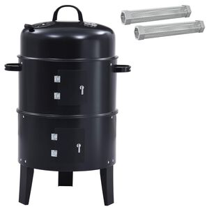 vidaXL Lauko grilis &Oslash; 40 x 80 cm Plienas Juoda