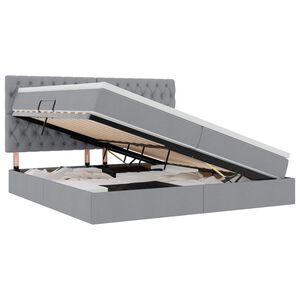 vidaXL Lova su daiktų laikymo vieta ir LED &Scaron;viesiai pilka 200 x 200 cm