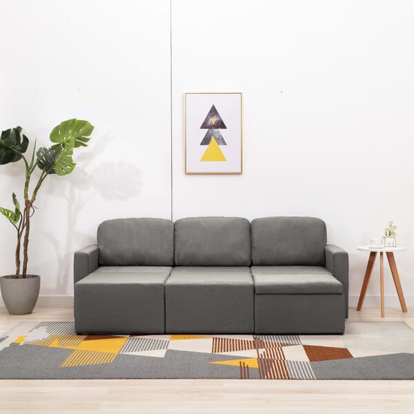 vidaXL Trivietė modulinė sofa-lova, taupe spalvos, audinys