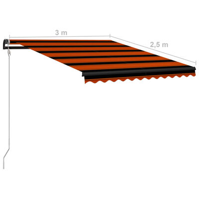 vidaXL Markizė su vėjo jutikliu/LED, oranžinė ir ruda, 300x250cm