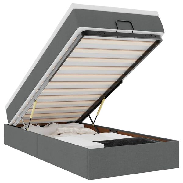 vidaXL Osmanų lovos rėmas su čiužiniu, pilkas, 80x200cm, audinys