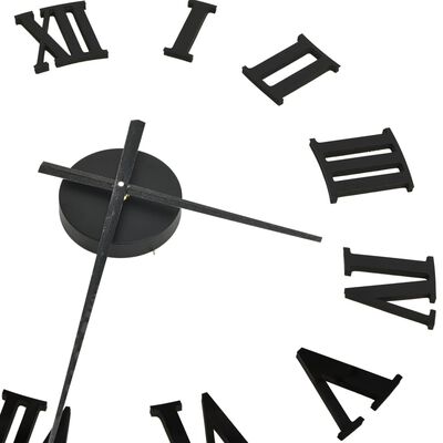 vidaXL Sieninis laikrodis, juodas, 100cm, modernaus dizaino, 3D, XXL