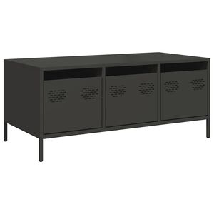 vidaXL kavos staliukas juodas 101,5x50x43,5cm &scaron;altai valcuotas plienas