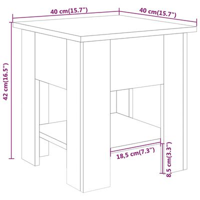 vidaXL Kavos staliukas, baltas, 40x40x42cm, apdirbta mediena, blizgus