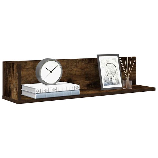 vidaXL Sieninės lentynos, 2vnt., dūminės, 75x16,5x16,5cm, mediena