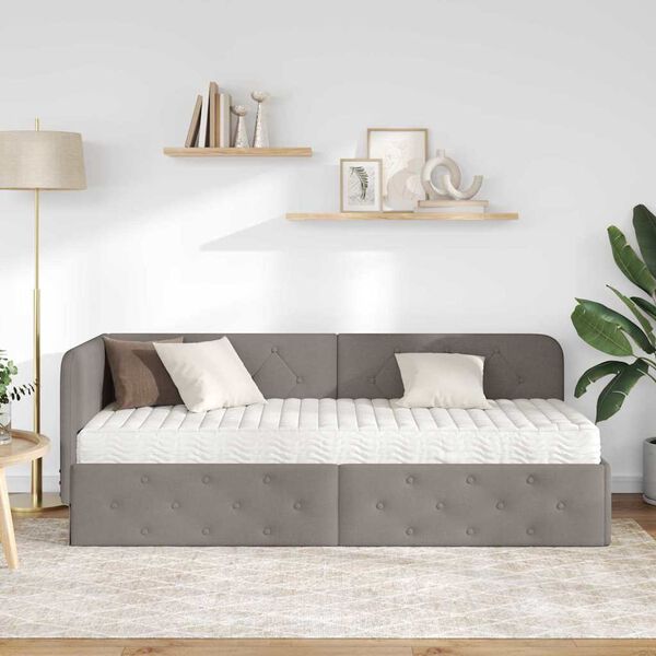 vidaXL Kampinė lovos konstrukcija Taupe 80 x 200 cm audinys