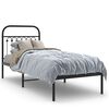 vidaXL Metalinis lovos rėmas su galvūgaliu, juodos spalvos, 75x190cm