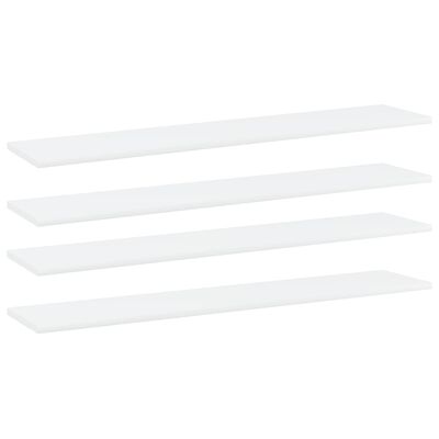 vidaXL Knygų lentynos plokštės, 4vnt., baltos, 100x20x1,5cm, MDP