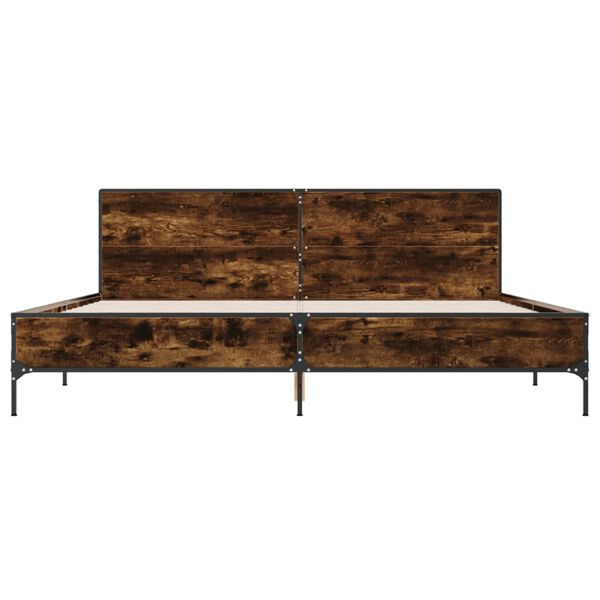 vidaXL Lovos rėmas, dūminio ąžuolo, 180x200cm, mediena ir metalas