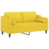 vidaXL Dvivietė sofa su pagalvėlėmis, &scaron;viesiai geltona, 140cm, audinys