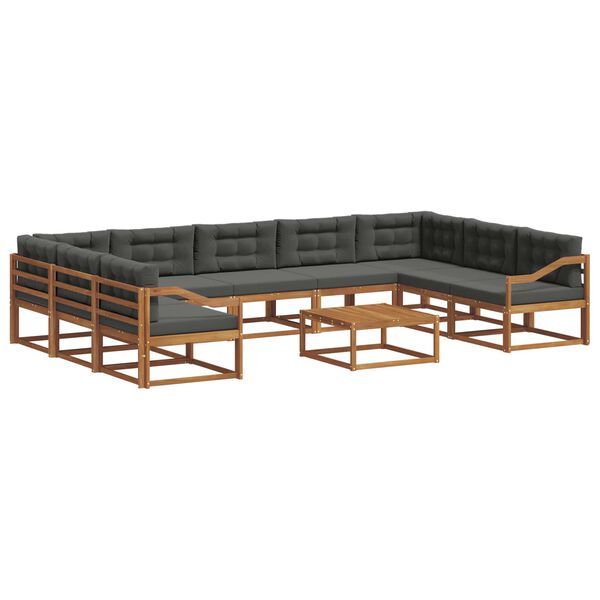 vidaXL Lauko sofos komplektas 10 pcs Natūralus ir antracitas