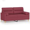 vidaXL Dvivietė sofa su pagalvėlėmis, raudonojo vyno, 140cm, audinys