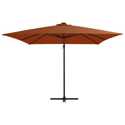 vidaXL Gembinis skėtis su LED lemputėmis, terakota spalvos, 250x250cm