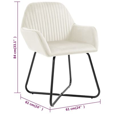 vidaXL Valgomojo kėdės, 4vnt., kreminės spalvos, aksomas