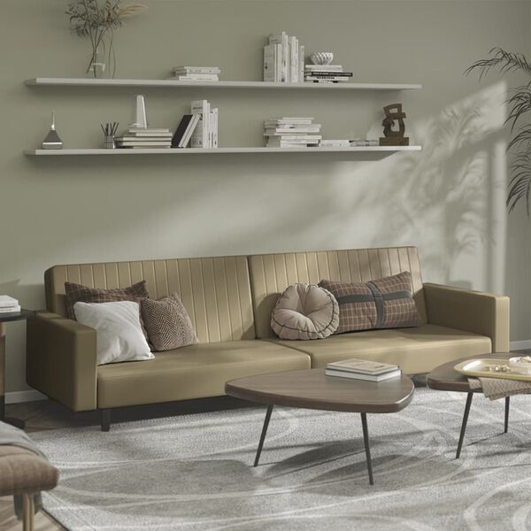 vidaXL Dvivietė sofa-lova, kapučino spalvos, dirbtinė oda