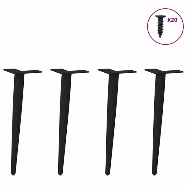 vidaXL Kavos staliuko kojelės, kūginės, 4 vnt., juodos, 42-43 cm, plienas