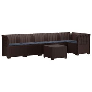 vidaXL 6-vietė Sodo Sofa Su Pagalvėlėmis Rataniniu I&scaron;vaizdu PP Ruda