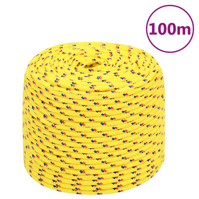 vidaXL Valties virvė, geltonos spalvos, 6mm, 100m, polipropilenas