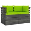 vidaXL Dvivietė sodo sofa i&scaron; palečių su pagalvėlėmis, pu&scaron;ies mediena