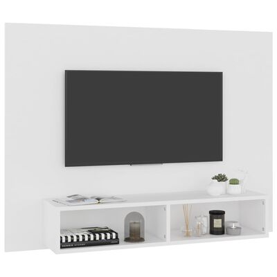 vidaXL Sieninė televizoriaus spintelė, balta, 120x23,5x90cm, MDP