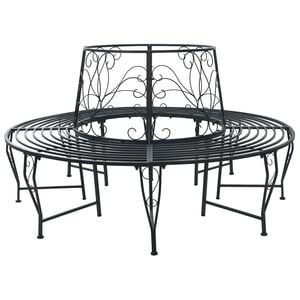 vidaXL Medžio suolelis 8-Vietų skaičius &Oslash; 160 x 89 cm Plienas Juoda